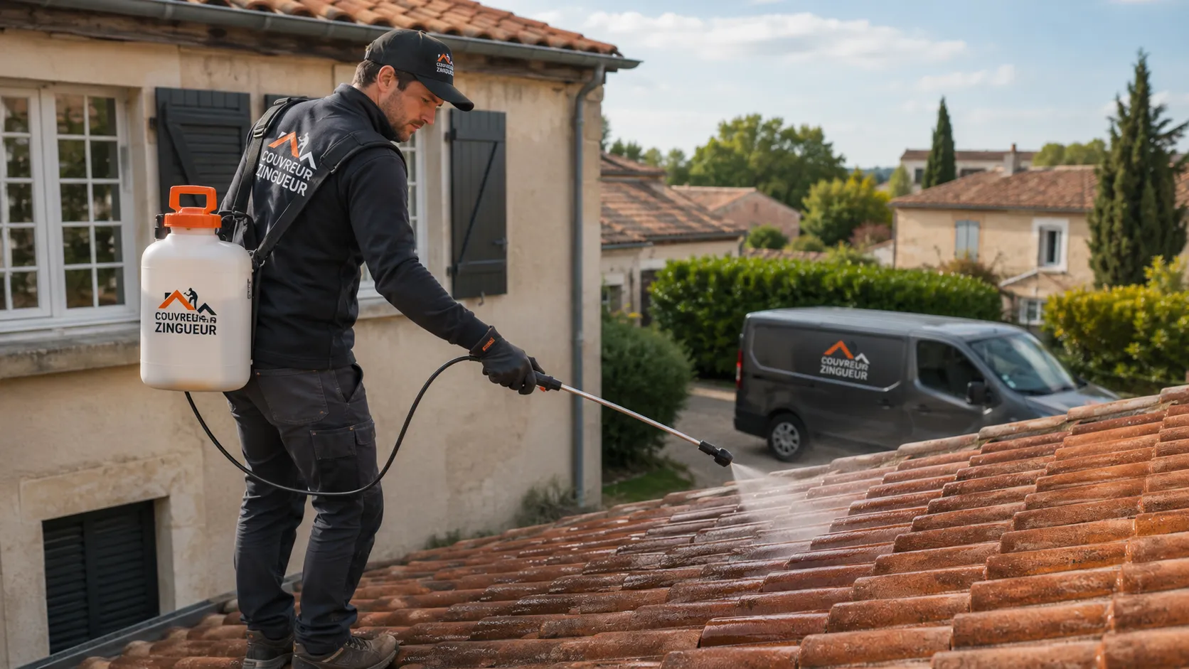 Pulvérisation hydrofuge sur toiture nettoyée à Grenoble